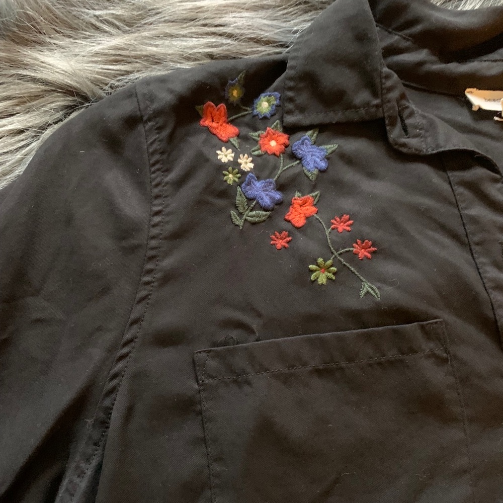 Embroidered Button-down Blouse